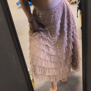 Lucky Brand Layered Ruffle Skirt in Soft Pink